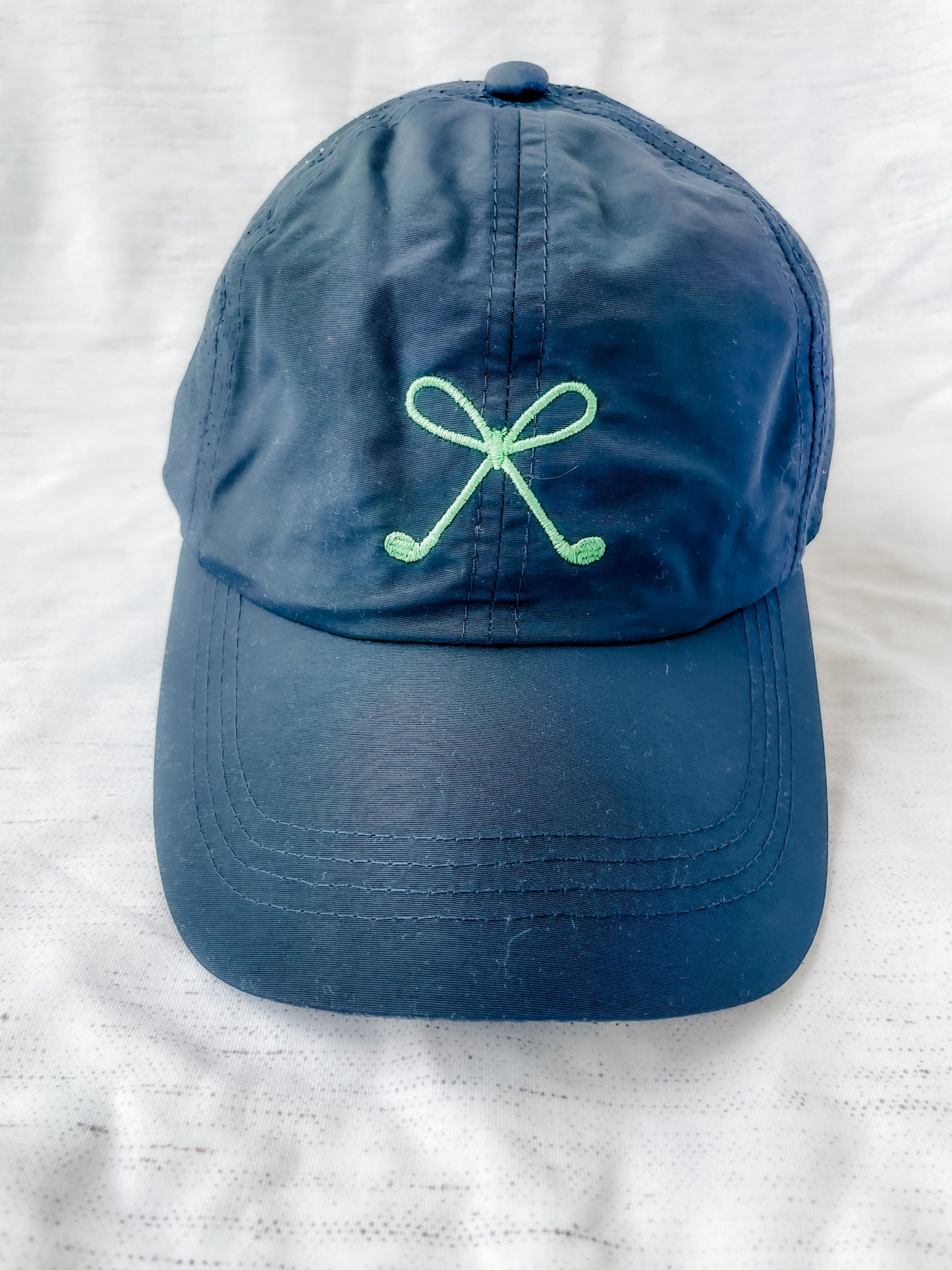 Golf Bow ~ Navy Cap with Embroidered Bow