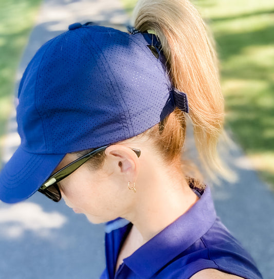 Golf Bow ~ Navy Cap with Embroidered Bow