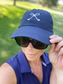 Golf Bow ~ Navy Cap with Embroidered Bow